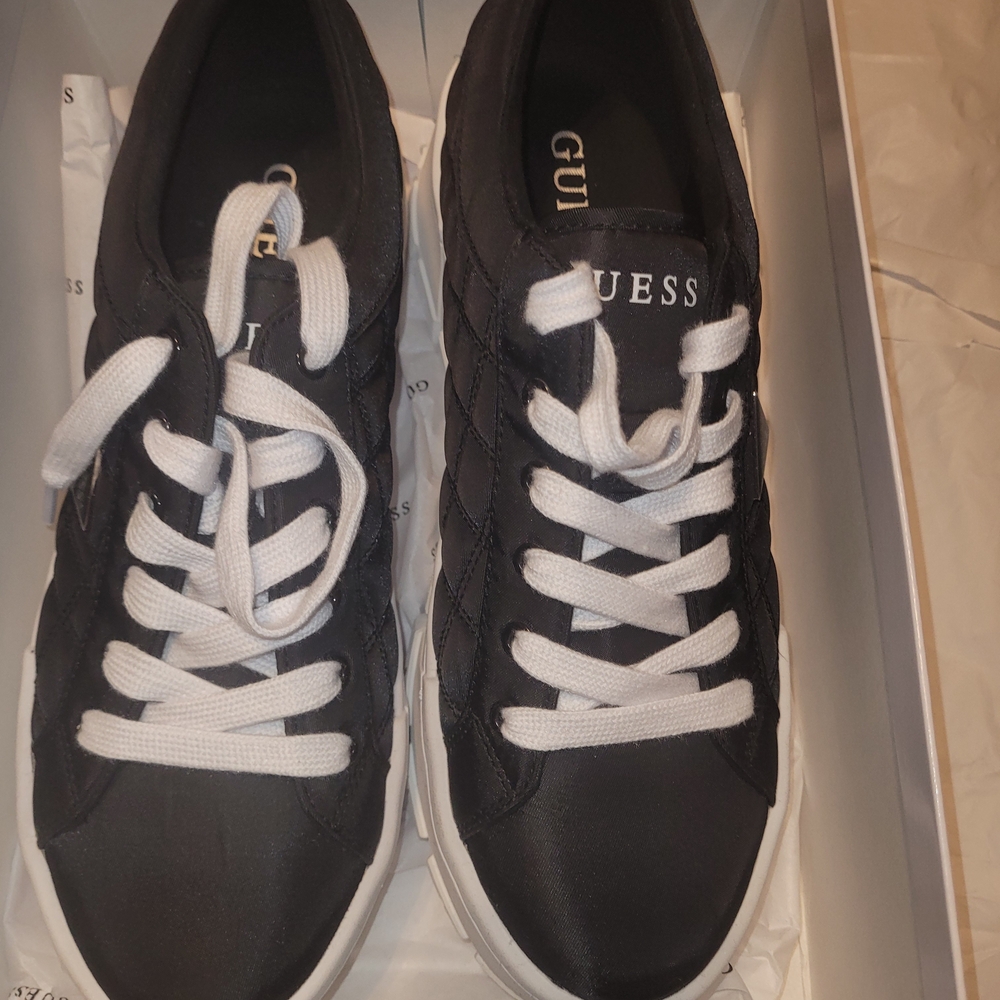 Guess Black Textile Upper Platform Sneakers
